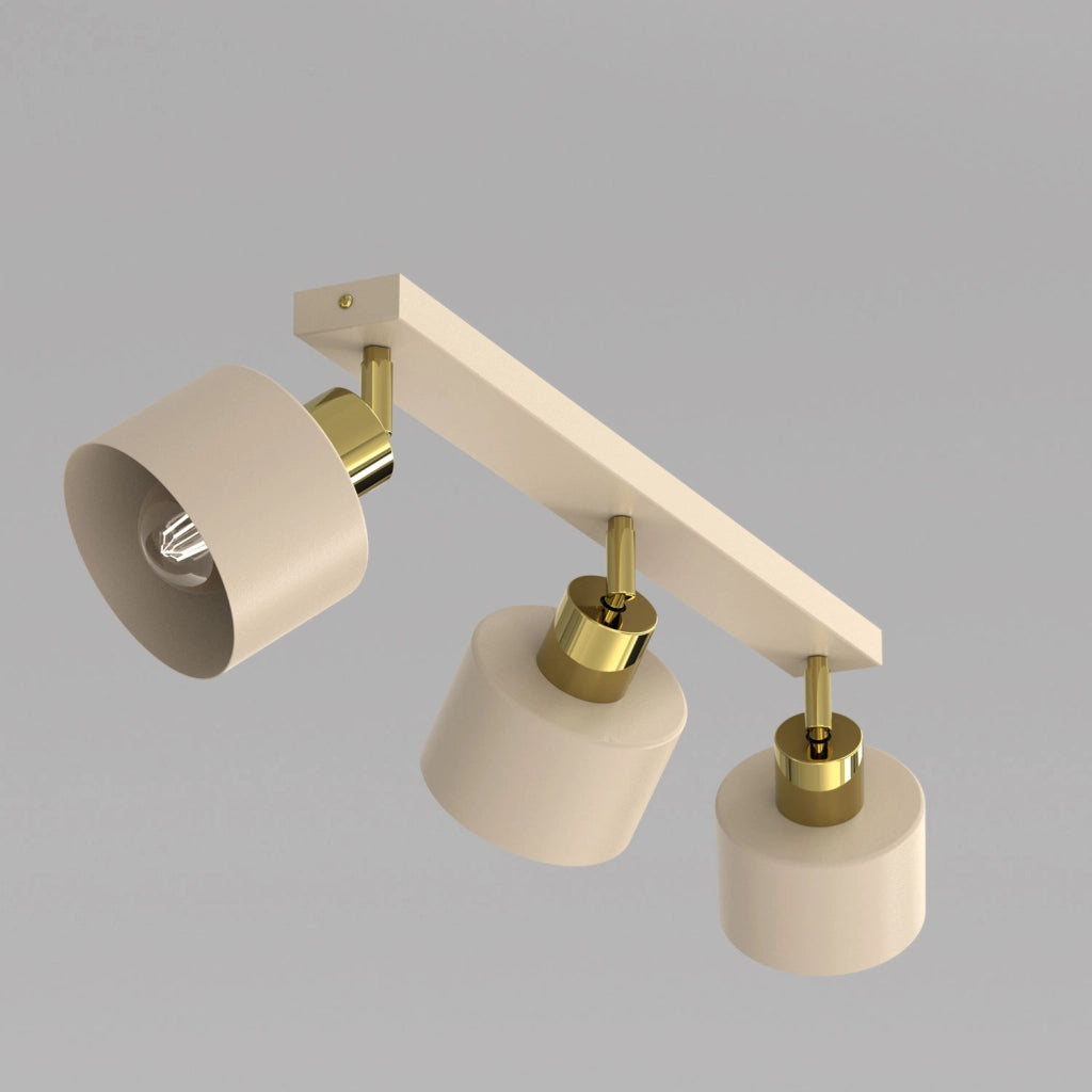 Plafoniera barra Parkla 3xE27 beige oro acciaio