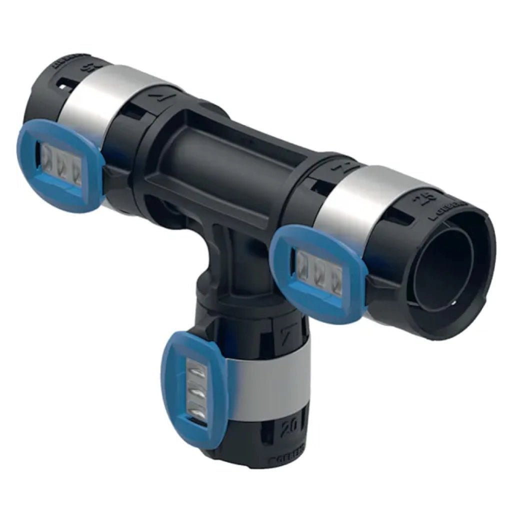 RACCORDO A T FLOWFIT RIDOTTO PER MULTISTRATO A PRESSARE ø20/20/16 MM   GEBERIT