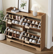 Scarpiera con 4 ante ribaltabili 105x24x90 cm in MDF naturale