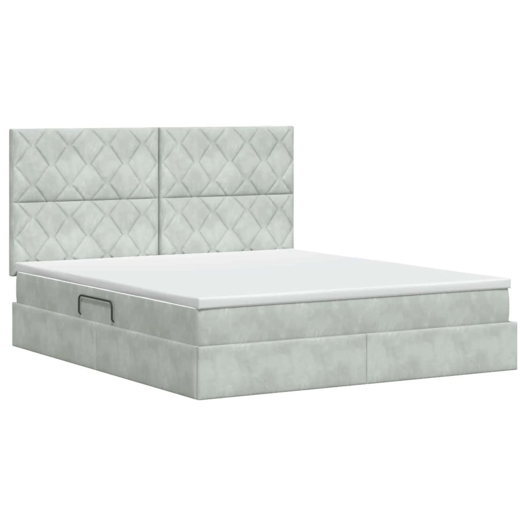 Letto con contenitore e materasso Grigio Chiaro 160 x 200 cm 3459759
