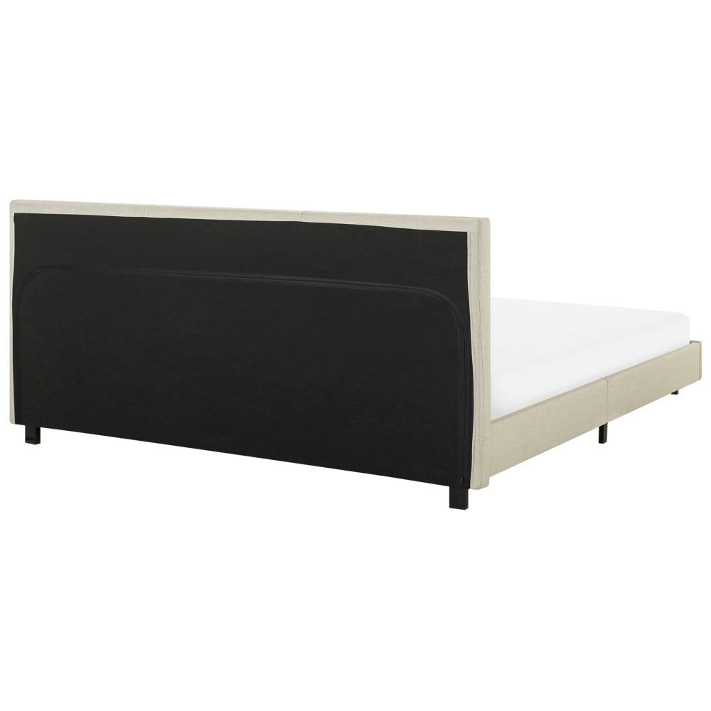EU King Size Letto ad acqua tessuto beige 180 x 200 cm con materasso poggiatesta Design moderno