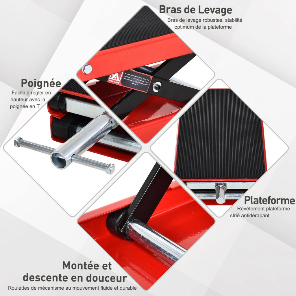 Cavalletto per Moto ¨C zephmum ¨C Regolabile 10-37 cm, Rosso e Nero
