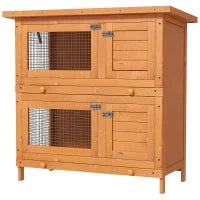 Gabbia a Due Piani per Conigli, Conigliera da Esterno in Legno di Abete, 90x45x90 cm, Legno e Verde