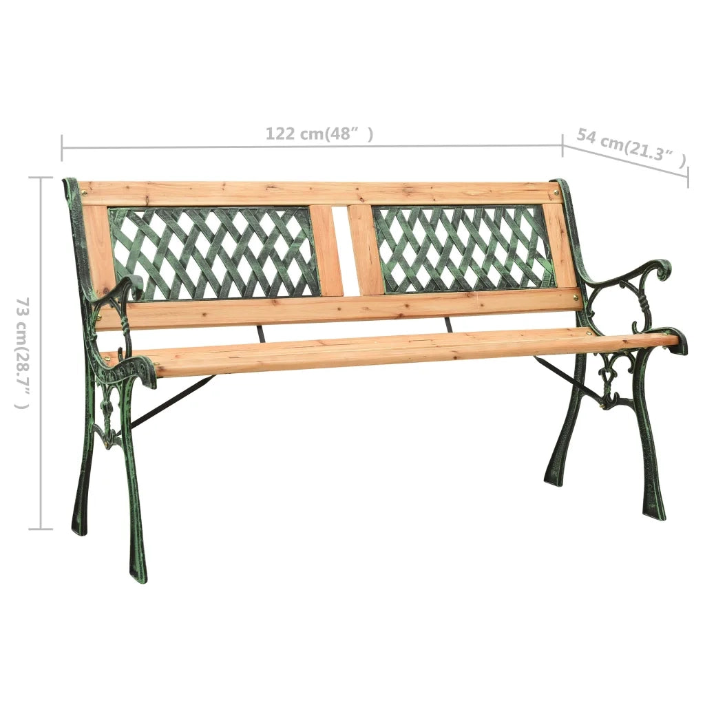 Panchina da Giardino 122 cm in Ghisa e Legno Massello di Abete 312033