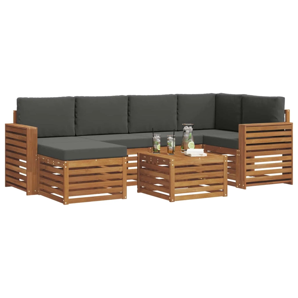 Set divano sezionale con cuscino 7 pcs Naturale e Antracite