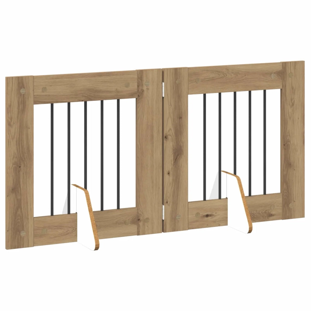 Cancello per cani pieghevole con supporti 2 pz 120,5 cm 892150