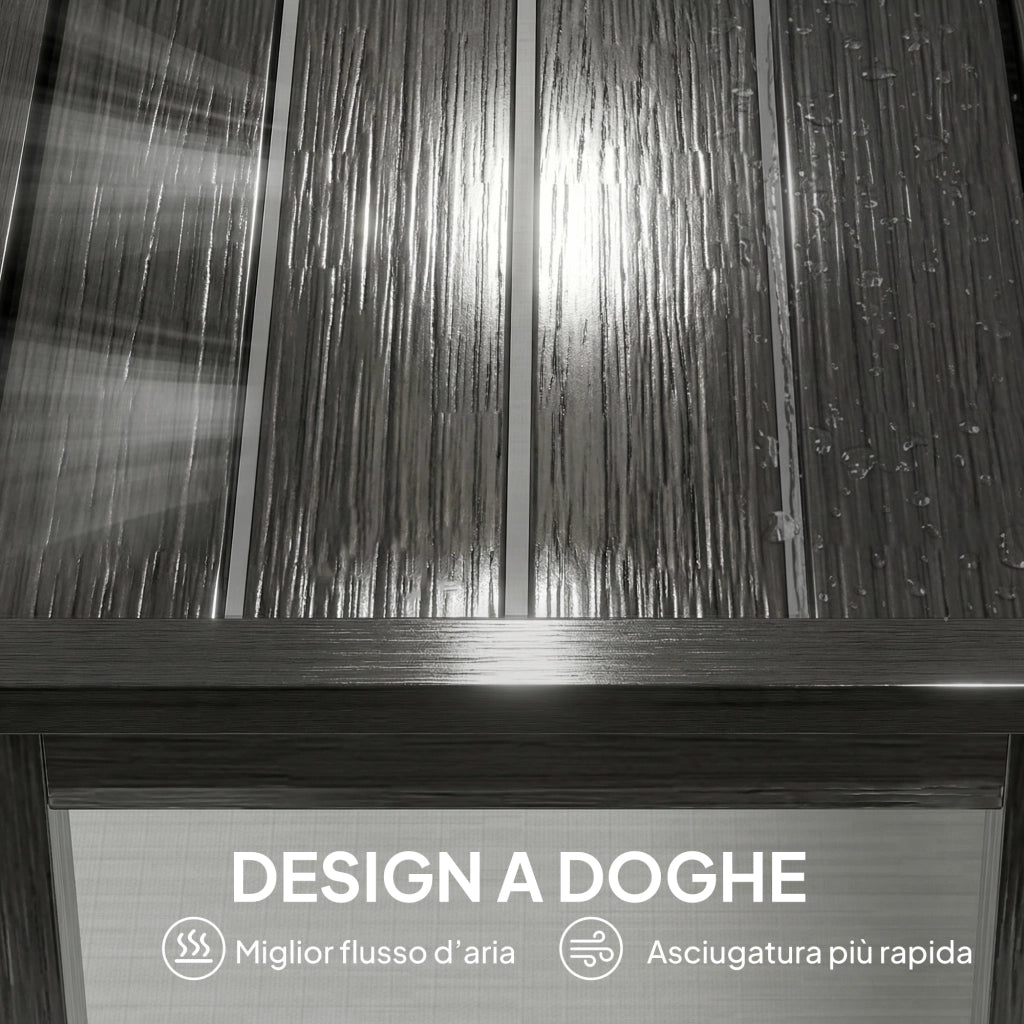Panchina da Giardino 2 Posti 130x34x43 cm a Doghe Effetto Legno Struttura in Acciaio Grigio