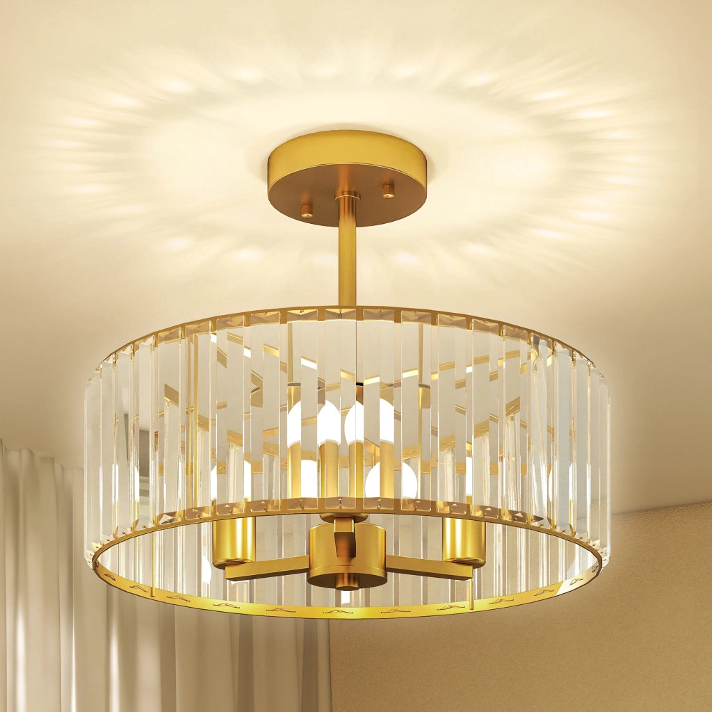 Lampadario a sospensione cristallo 3 luci ¨C Xylo ¨C metallo oro design classico