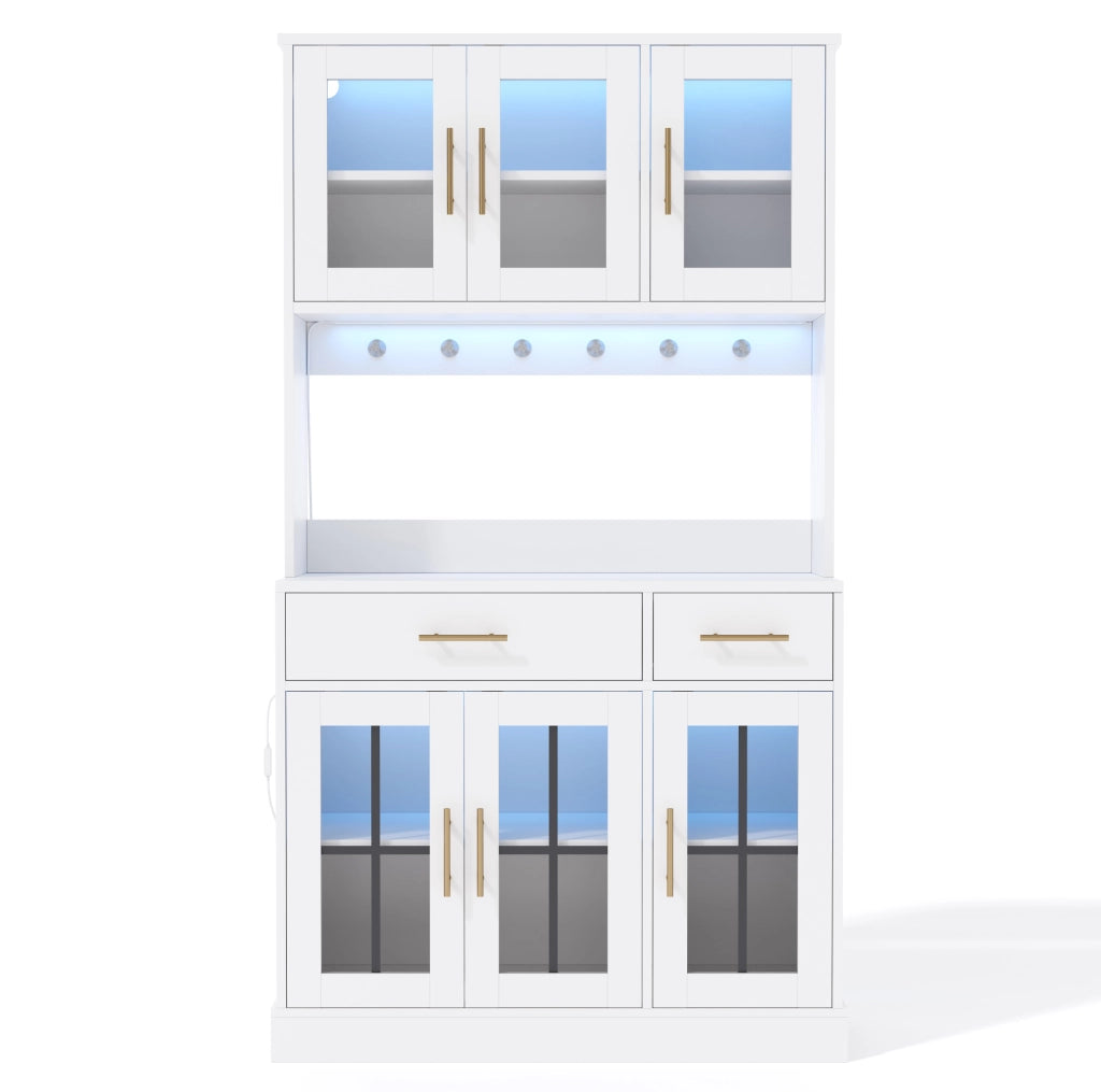 Credenza con striscia LED controllata da app; 2 cassetti e 3 ante in MDF bianco