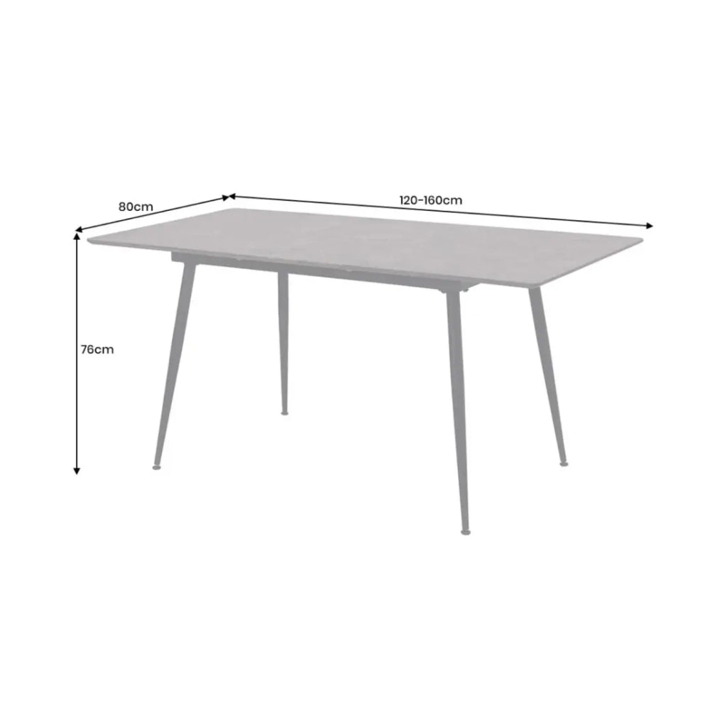 Tavolo allungabile CALDERO 120–160 cm – Tavolo contemporaneo aspetto pietra e metallo