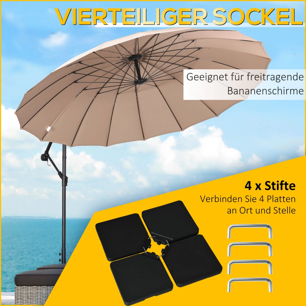 Base per ombrellone 4 pezzi peso per ombrello da giardino con sabbia/acqua fino 70 kg ¨C zephmum ¨C grigio