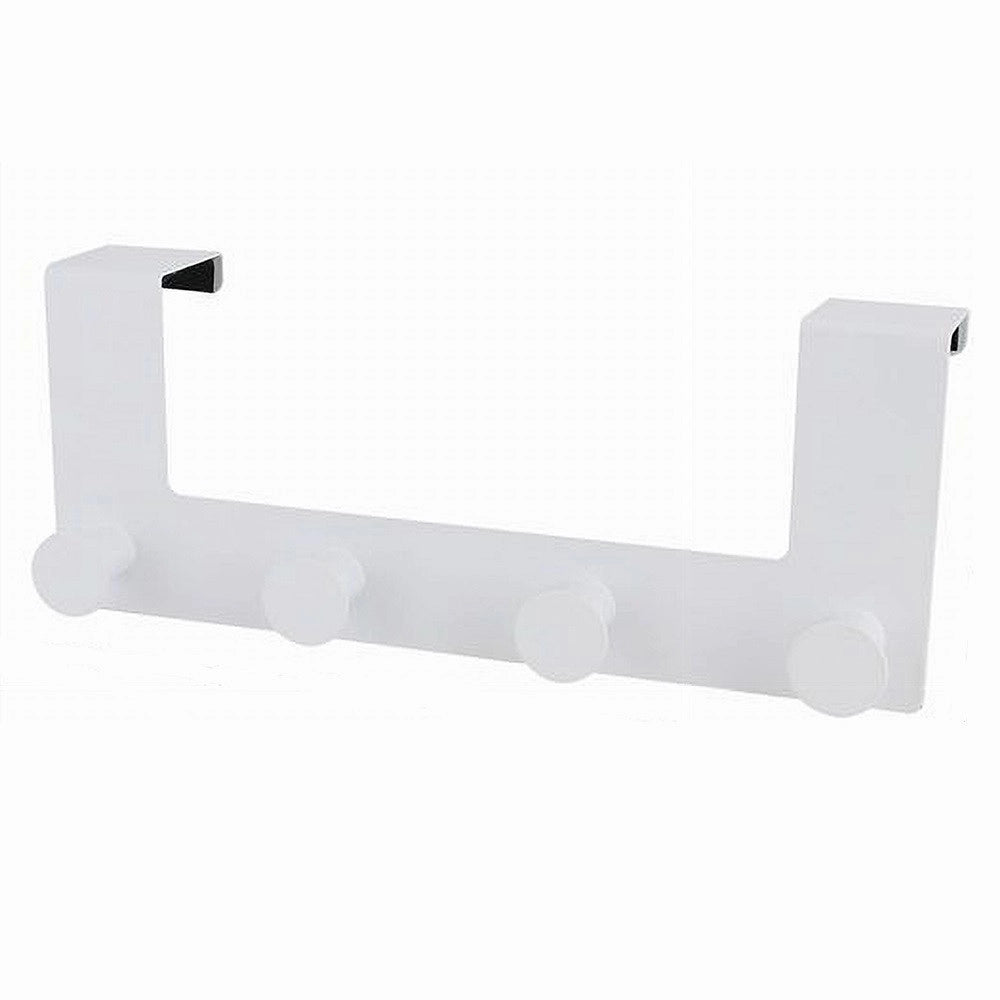 Trade Shop - Appendiabiti Da Porta Con 4 Ganci 27x11.5cm Bianco Per Asciugamani Vestiti 87781 -