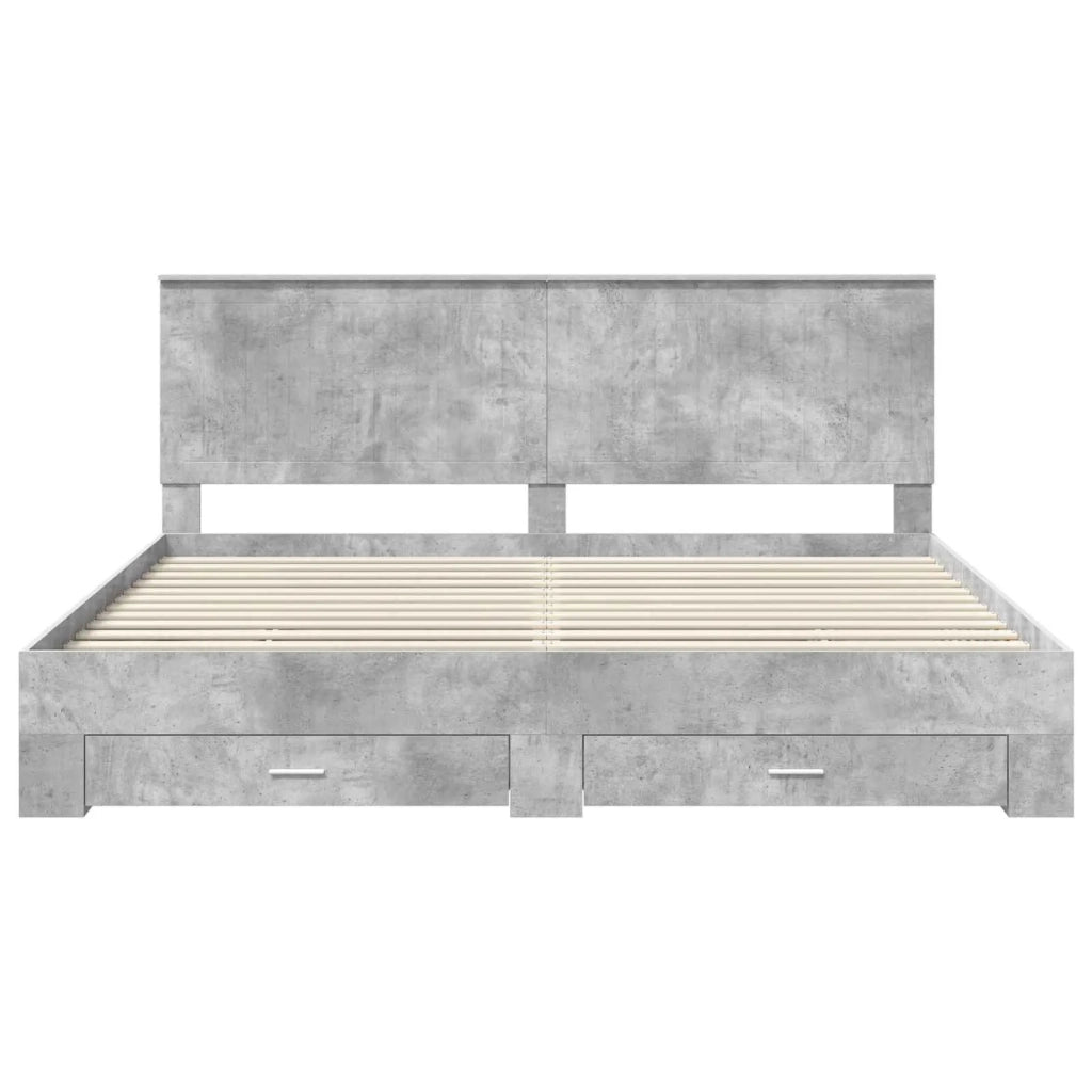 Struttura del letto con testiera Grigio cemento 200 x 200 cm