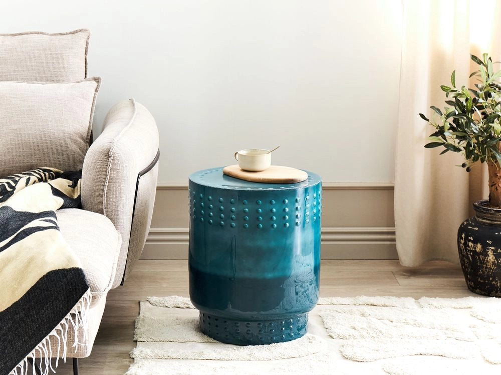 Tavolino basso in metallo blu soggiorno moderno design originale