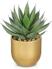 Pianta Succulenta Artificiale Aloë Vera, Pianta Artificiale in Vaso Ceramico d'Oro, Piante da Tavolo con Nep Aloë Vera per Casa, Ufficio, Bagno, Camera, Soggiorno, Decorazione di Parete 20cm