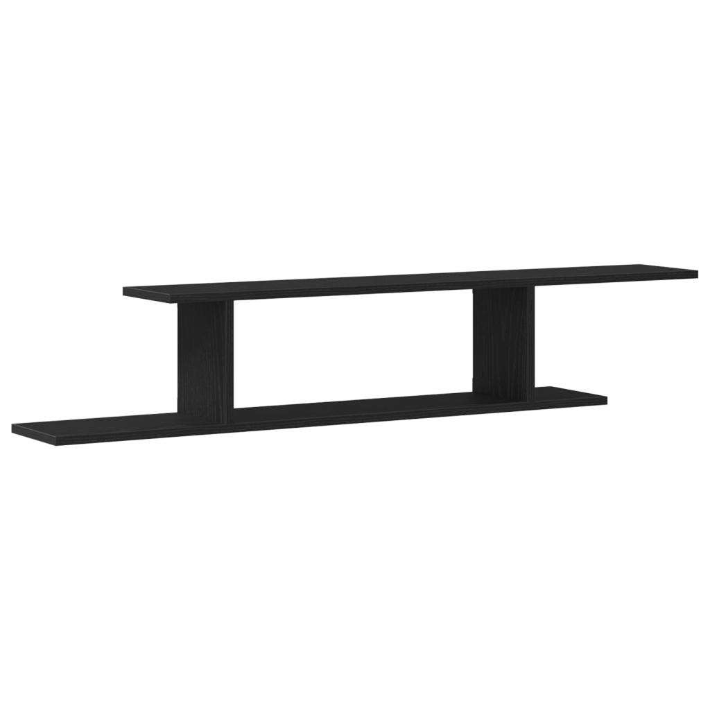 Mensola TV da parete  nera in rovere 125x18x23 cm in legno ingegnerizzato