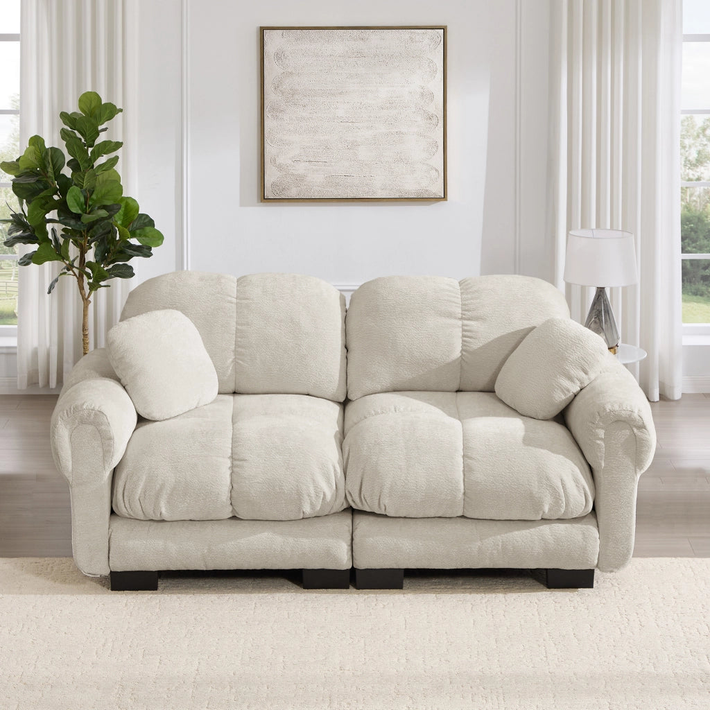 Divano modulare in chenille Light Khaki 190x86x90 cm