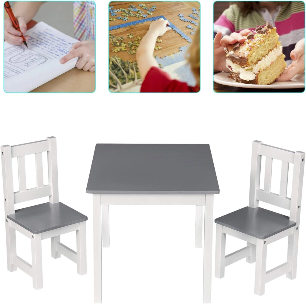 Tavolo per Bambini Scrivania Tavolino con 2 Sedie in Legno, 60x50x48 cm