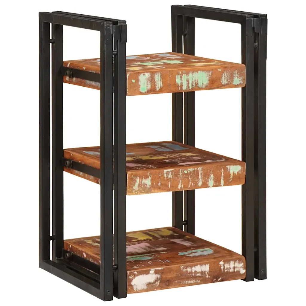 Set di 2 Comodini | Armadio da Notte | Mobiletto da notte Marrone e Nero Legno massello di recupero