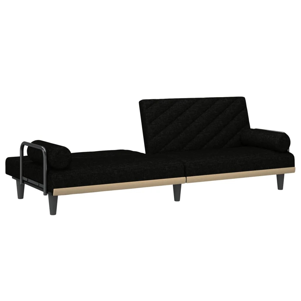 Divano letto con braccioli 205 x 89 x 70 cm in tessuto nero 02_0021017