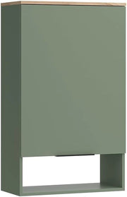Libreria da parete Wido, Verde, 60 x 100 cm con porta, adatto al montaggio a parete per bagno o cucina