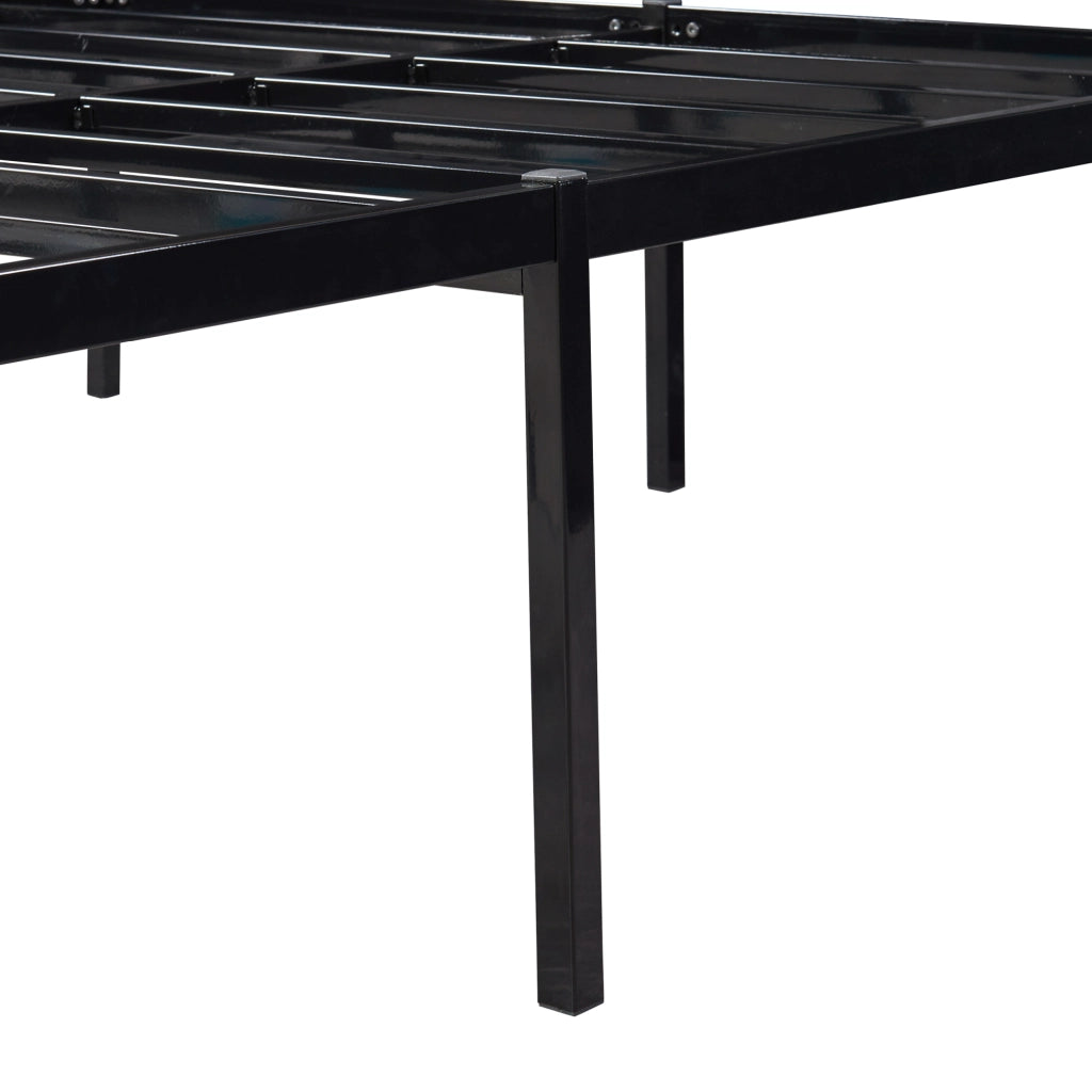 Struttura Letto Francese Vårdö 140 x 200 cm in Acciaio Nero [en.casa]