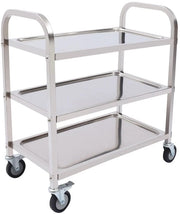 Carrello da Servire su Ruote - 3 Livelli - In Acciaio Inossidabile - Capacità di Carico 20kg - Dimensioni 85x45x90cm