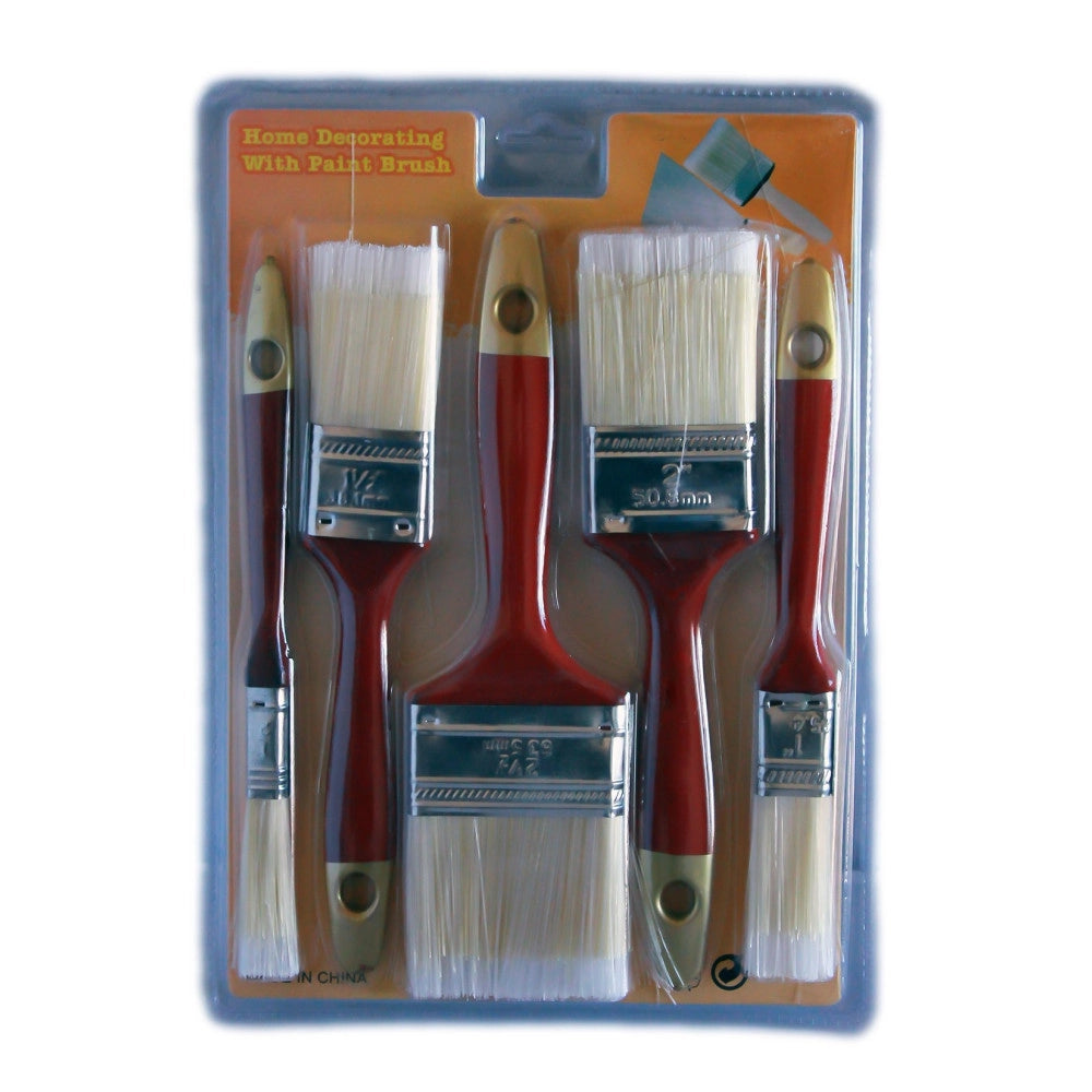 Trade Shop - Kit 5 Pennelli Pennello Setola Lunga X Pittura E Smalto Pittore Bricolage -
