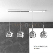 SOSP. BIANCO RETTANGOLARE 4 LUCI VETRI TUTTI PICCOLO CROMO 1155BI-S4 RP-CR