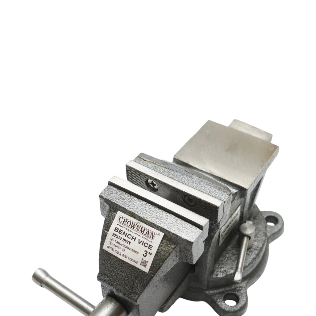 Morsa con base girevole e incudine Crownman per impieghi gravosi da 75 mm