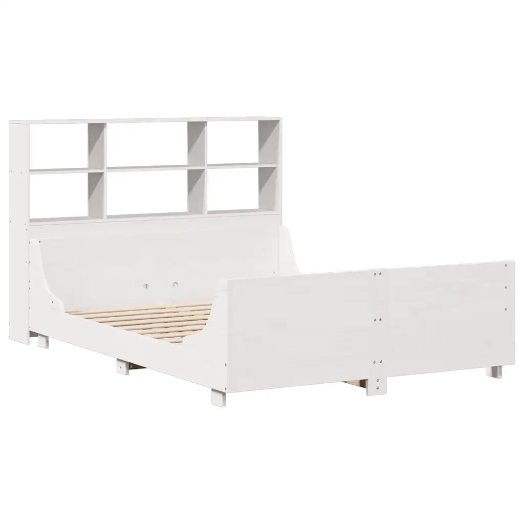 vidaXL Letto Libreria senza Materasso Bianco 140x190 cm Legno Massello
