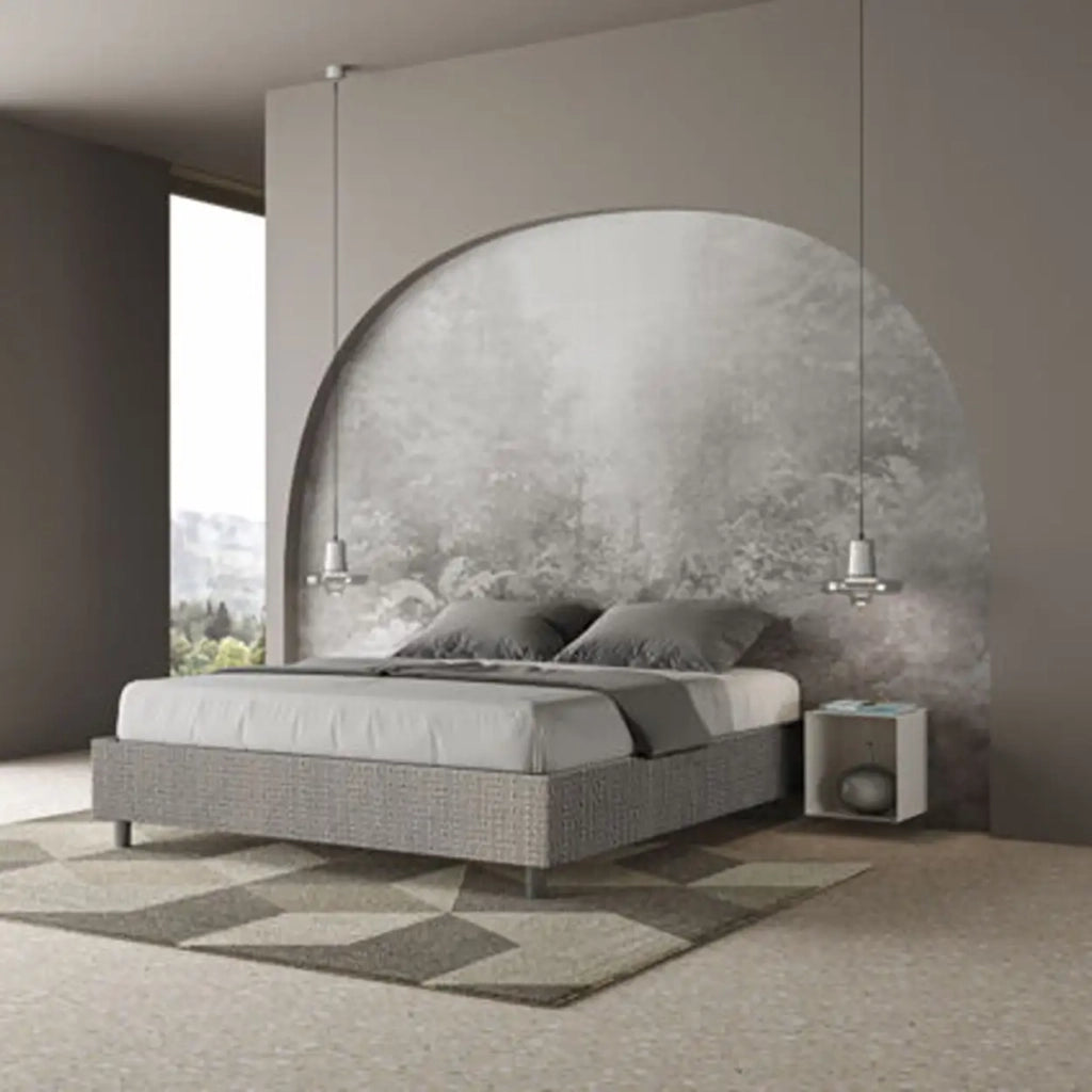 Letto matrimoniale senza rete imbottito 160x190 tessuto Labirinto 2 grigio Azelia