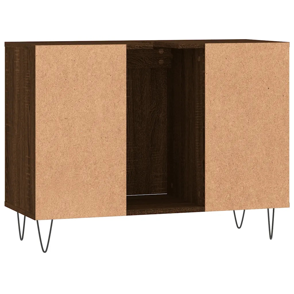 Mobiletto da bagno moderno con vano contenitore 80 x 33 x 60 cm legno composito di rovere marrone 02_0049062