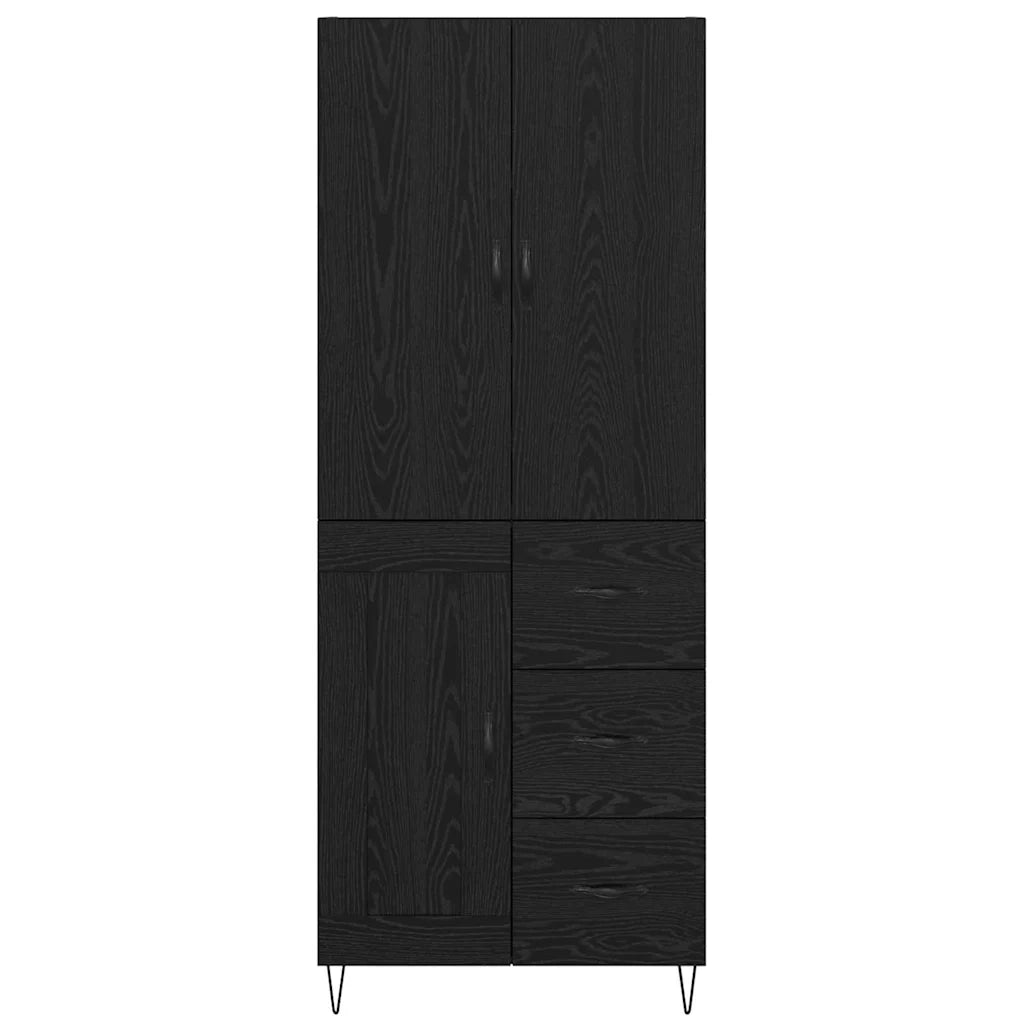 Credenza 2 pz | Madia | Buffet da pranzo | Armadio da pranzo Rovere Nero Legno ingegnerizzato e vetro