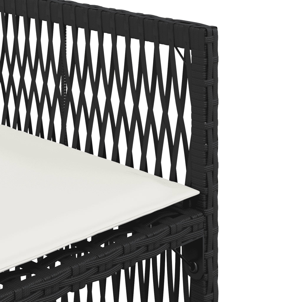 Set da Pranzo da Giardino 5 pz Nero con Cuscini in Polyrattan 3211614