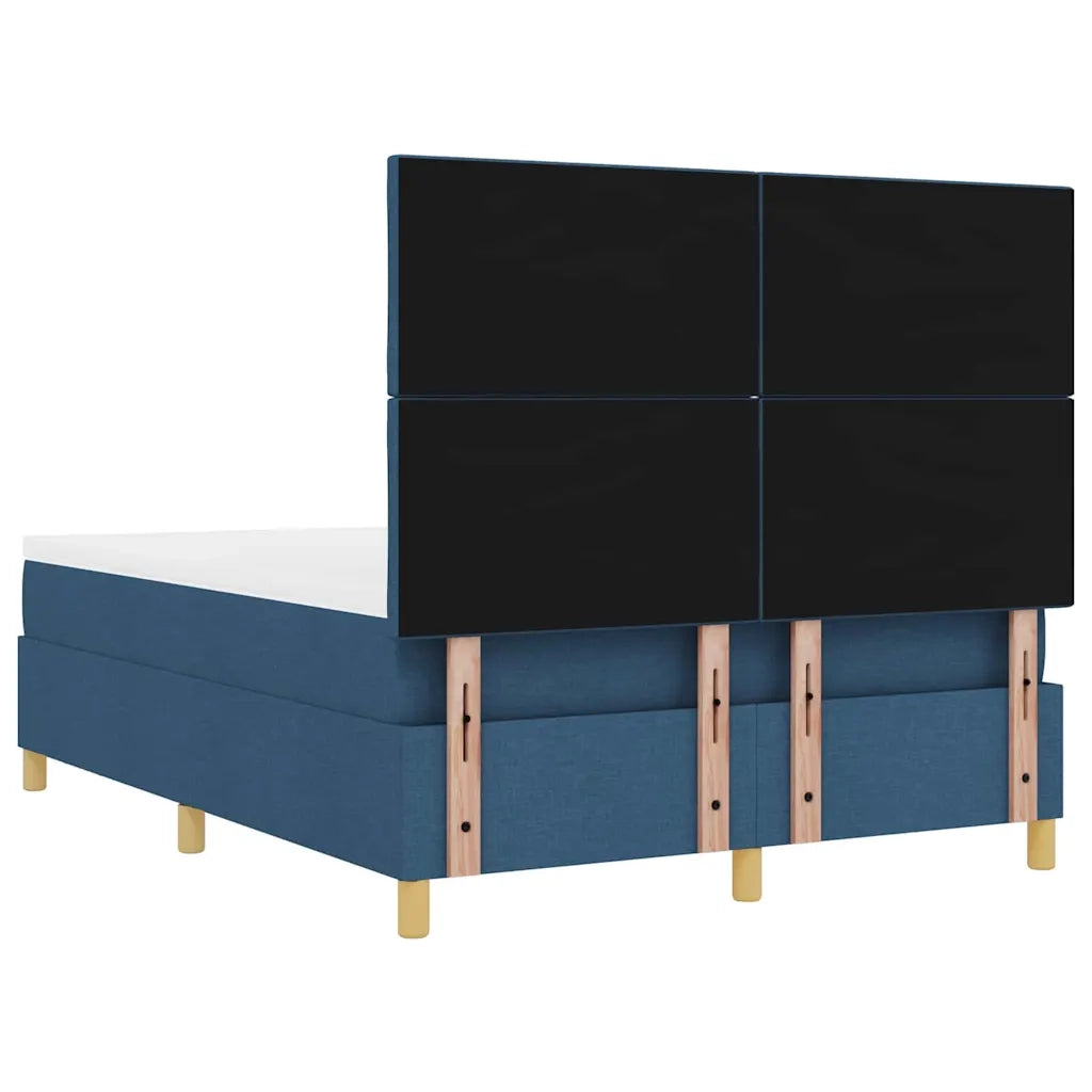 Letto a molle con cuscino con testiera Blu 190 x 140 cm Tessuto 3344379