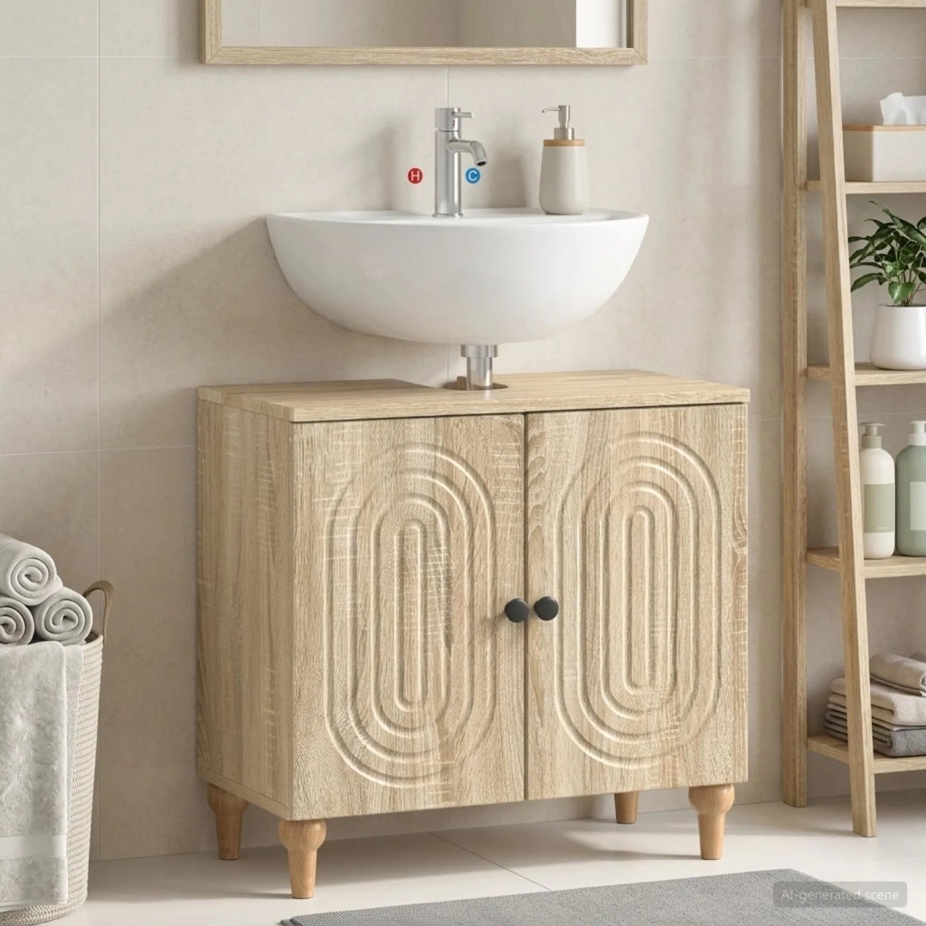 Armadio per Lavabo da Bagno ALKMAAR Rovere Sonoma 896127