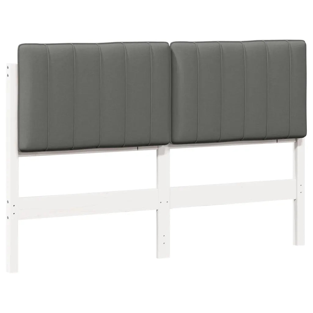 Testiera imbottita Bianco e grigio chiaro 135 cm Pino massello 880187
