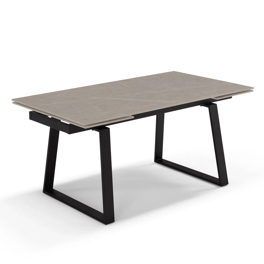 Tavolo allungabile da pranzo Pietra Grigia 160x90 modello ATLAS fino a 240 CM per sala da pranzo, cucina e soggiorno, design moderno con top in grès ceramico