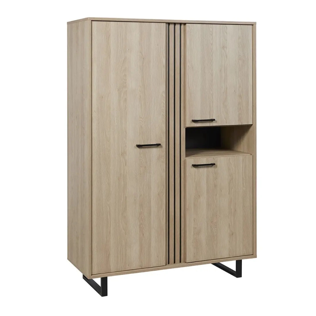 Mobile da rangimento XL LOFT – 3 porte e 1 nicchia – Rovere chiaro – Piedi in metallo – L127 x H180 x P50 cm
