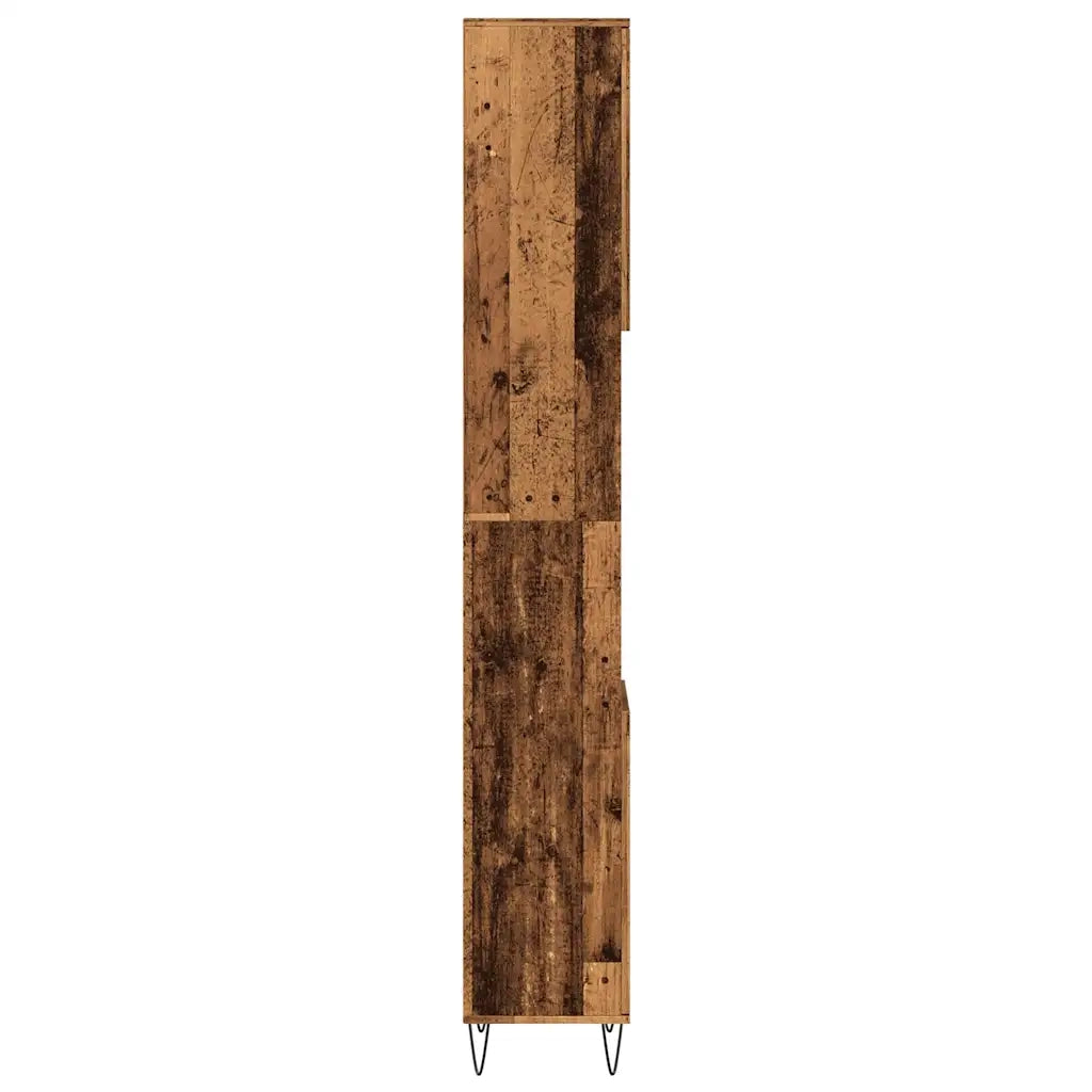 Armadietto Bagno Legno Antico 30x30x190 cm in Legno Multistrato 857199