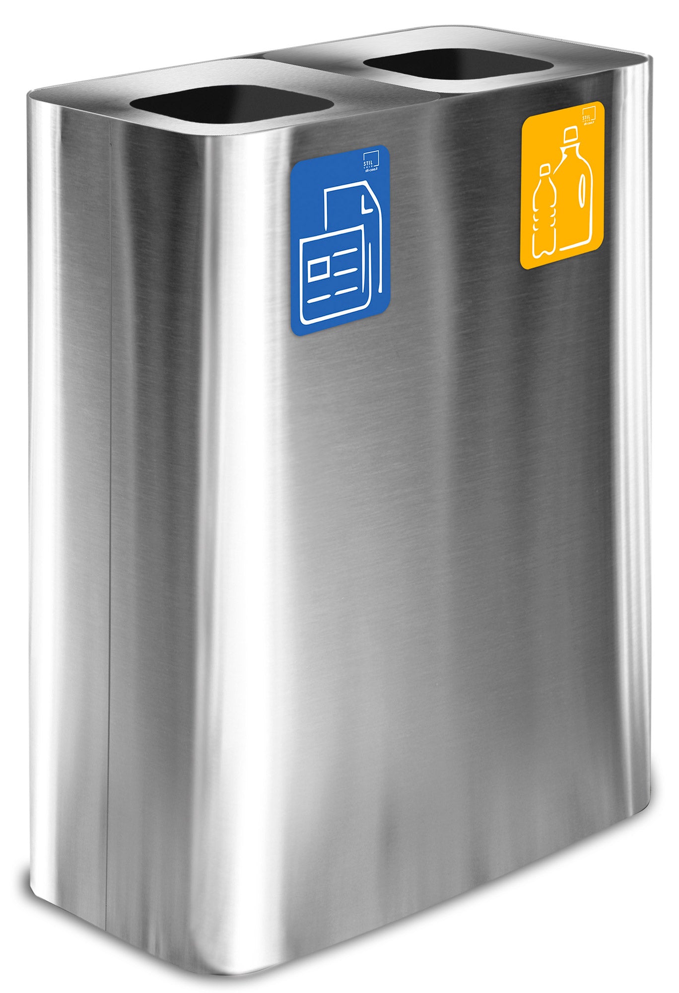 Pattumiera Sistema di Raccolta Rifiuti 60x30xh80 cm In Acciaio Inox Doppio Scomparto Argento