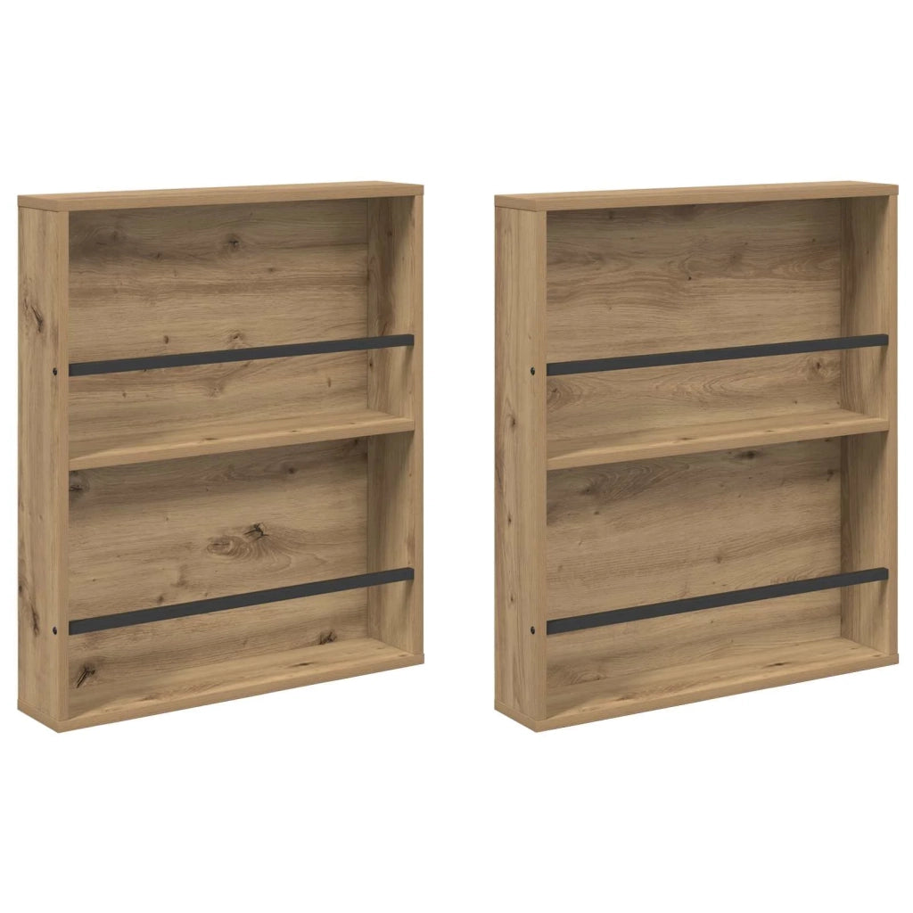 Scaffale per riviste 2 pcs Rovere artigianale 60 x 12 x 70 cm