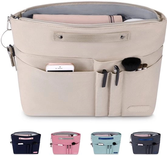 Organizzatore per borse a mano con tasca con cerniera, borsa in borsa in organizzatore, tasche interne per borse a mano beige (S)