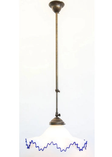 LAMPADARIO TELESCOPICO MURANO 1 LUCE IN FERRO BATTUTO CRUCCOLINI LAMPADE BLU