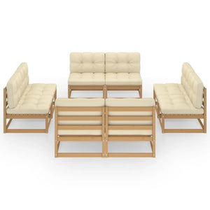 Set Divani da Giardino 8 pz con Cuscini Legno Massello Pino cod mxl 44741