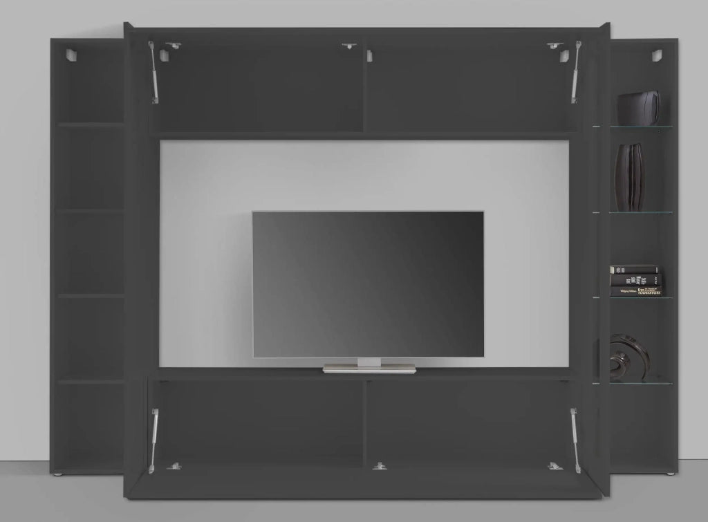Parete attrezzata moderna porta TV vetrina pensile armadio Note Ledge antracite
