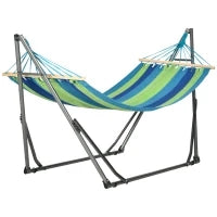 Supporto con Amaca Autoportante Pieghevole in Cotone e Acciaio, 270x100x94cm