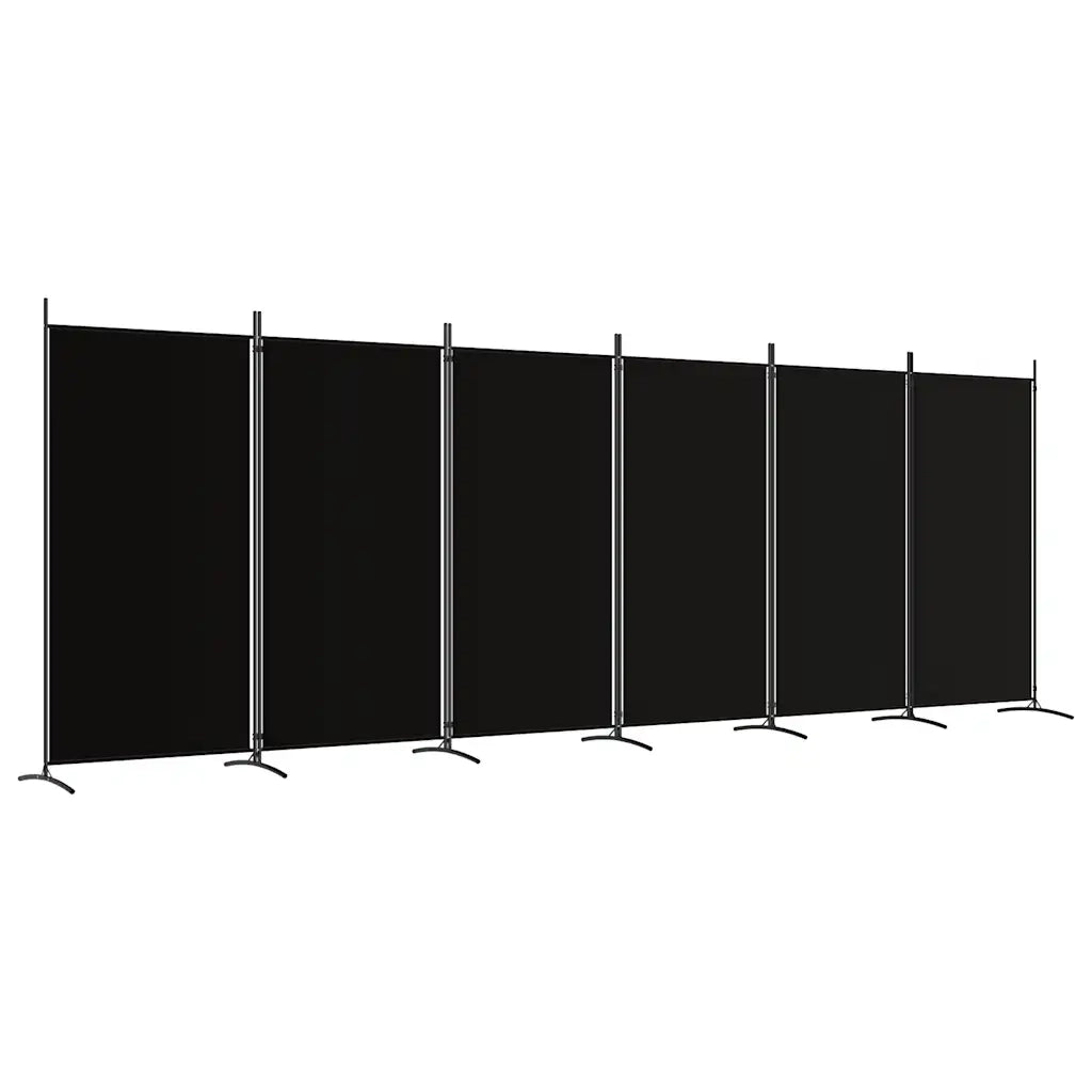 Divisorio Ambienti | Divider per stanze | Paravento a 6 Pannelli Nero 520x180 cm in Tessuto