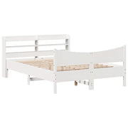 Letto matrimoniale | Letto per adulti | Giroletto con Testiera Bianco 150x200 cm Legno Massello di Pino
